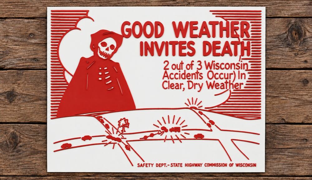 Wisconsin Good Weather Invites Death Sign Grim Reaper Highway Safety Commission
